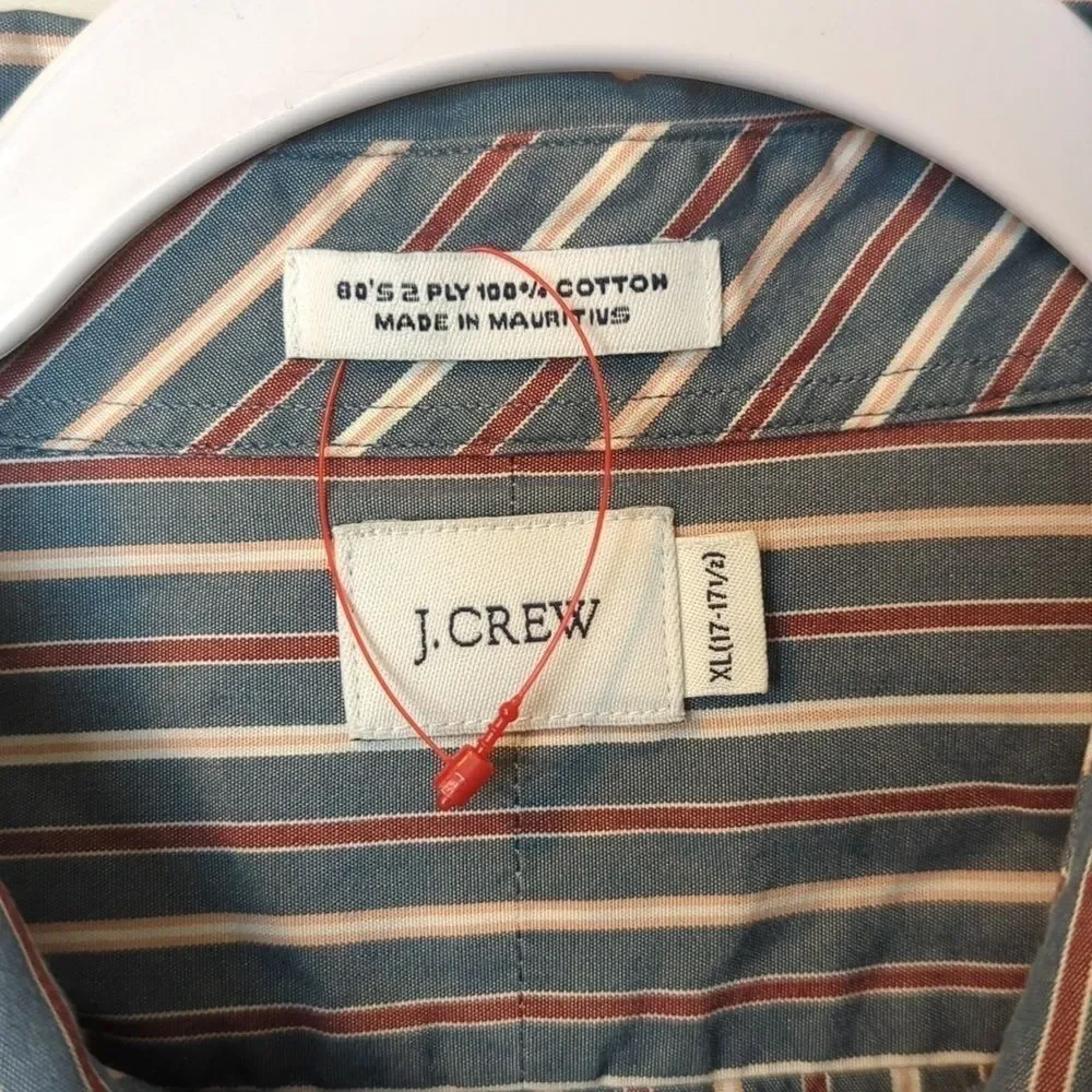 J. Crew‎ Men's 80s 2 Ply Striped Button Up Dress Shirt Size XL
